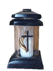 Candeeiro de Vidro Z-PRIMA mini cruz c/chama dourada (6un)